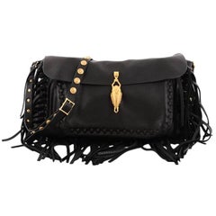 Valentino C-Rockee Scarab Fringe Shoulder Bag Leather Medium