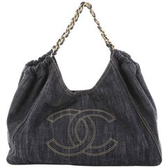 Chanel Navy Denim 'Coco Cabas' Tote Large Q6B01P0WN5006