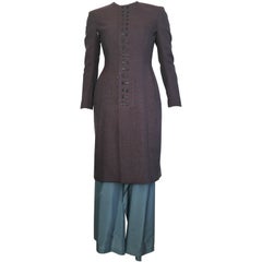 Yohji Yamamoto 1980s Wool Jacket Dress with Detachable Silk Skirt Size 6. 