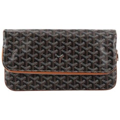 Goyard Saint Marie Royal Blue Canvas Leather Clutch Bag