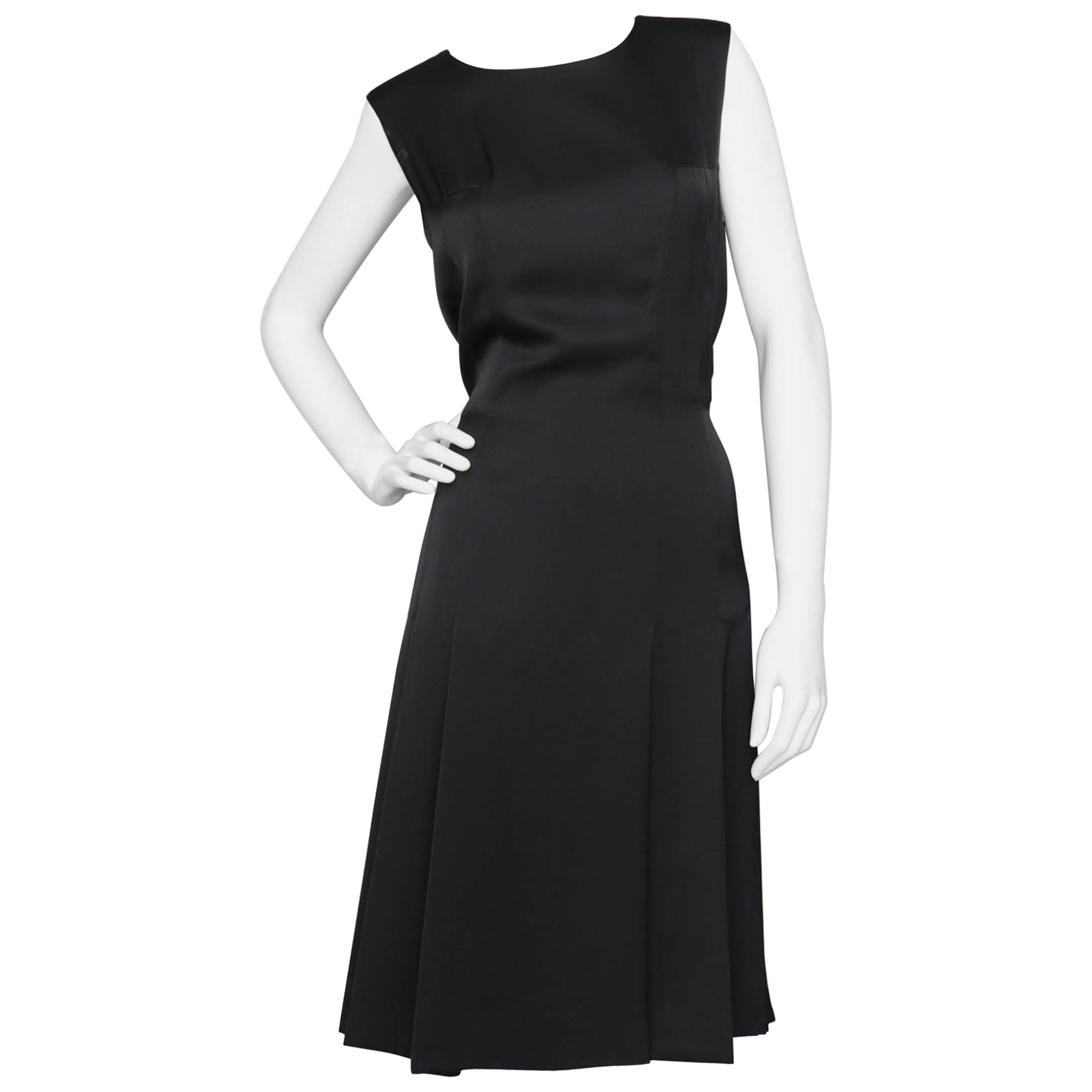 Chanel Black Jersey Fitted Cocktail Dress 42 at 1stDibs