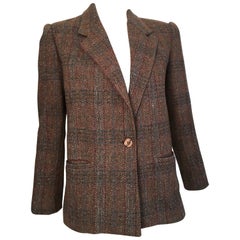 Oscar de la Renta 1970s Wool Herringbone Jacket Size 6. 