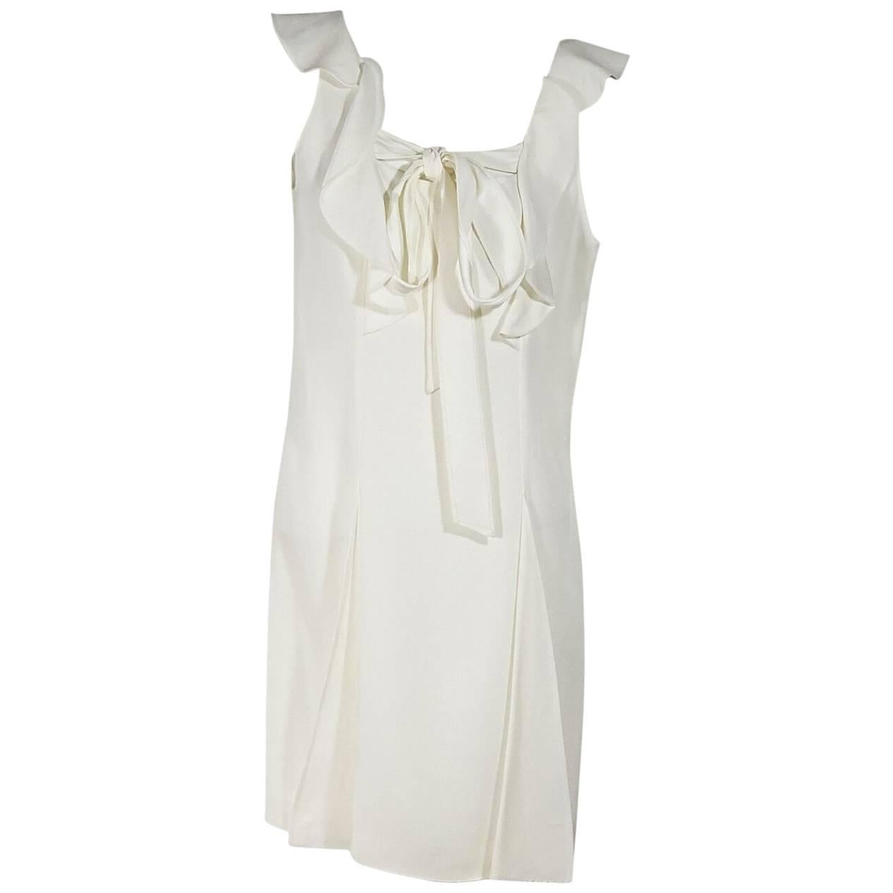 Miu Miu White Sleeveless Silk Dress
