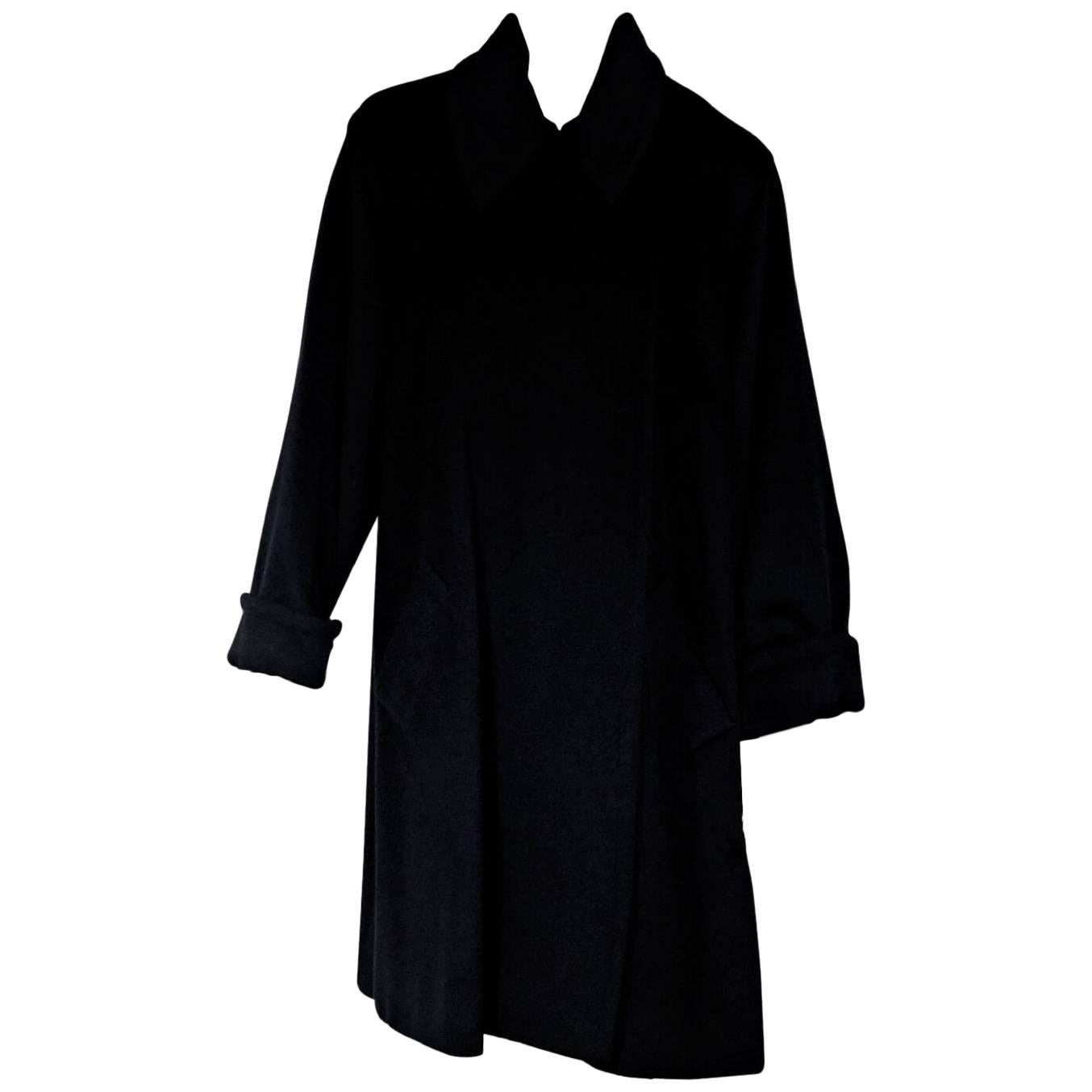 Celine Black Cashmere and Wool Blend Coat