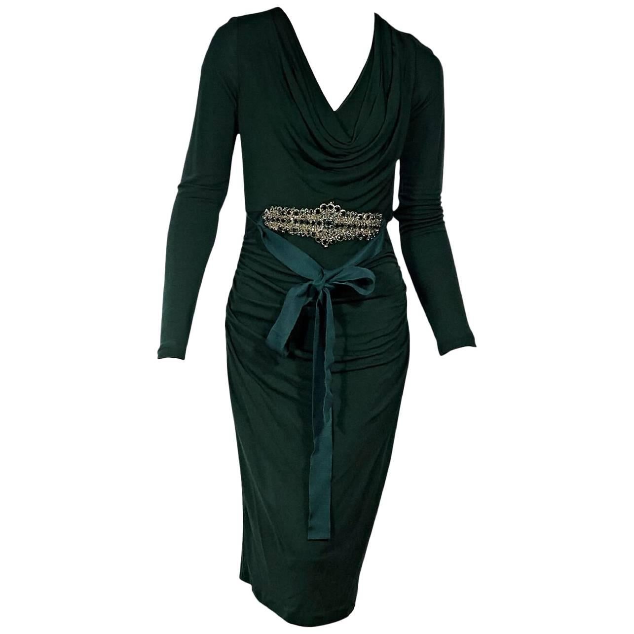 Badgley Mischka Emerald Green Embellished Dress