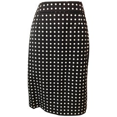 Yves St. Laurent Black Polka Dot Pencil Skirt