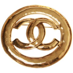 Chanel Gold Encircled CC Brooch