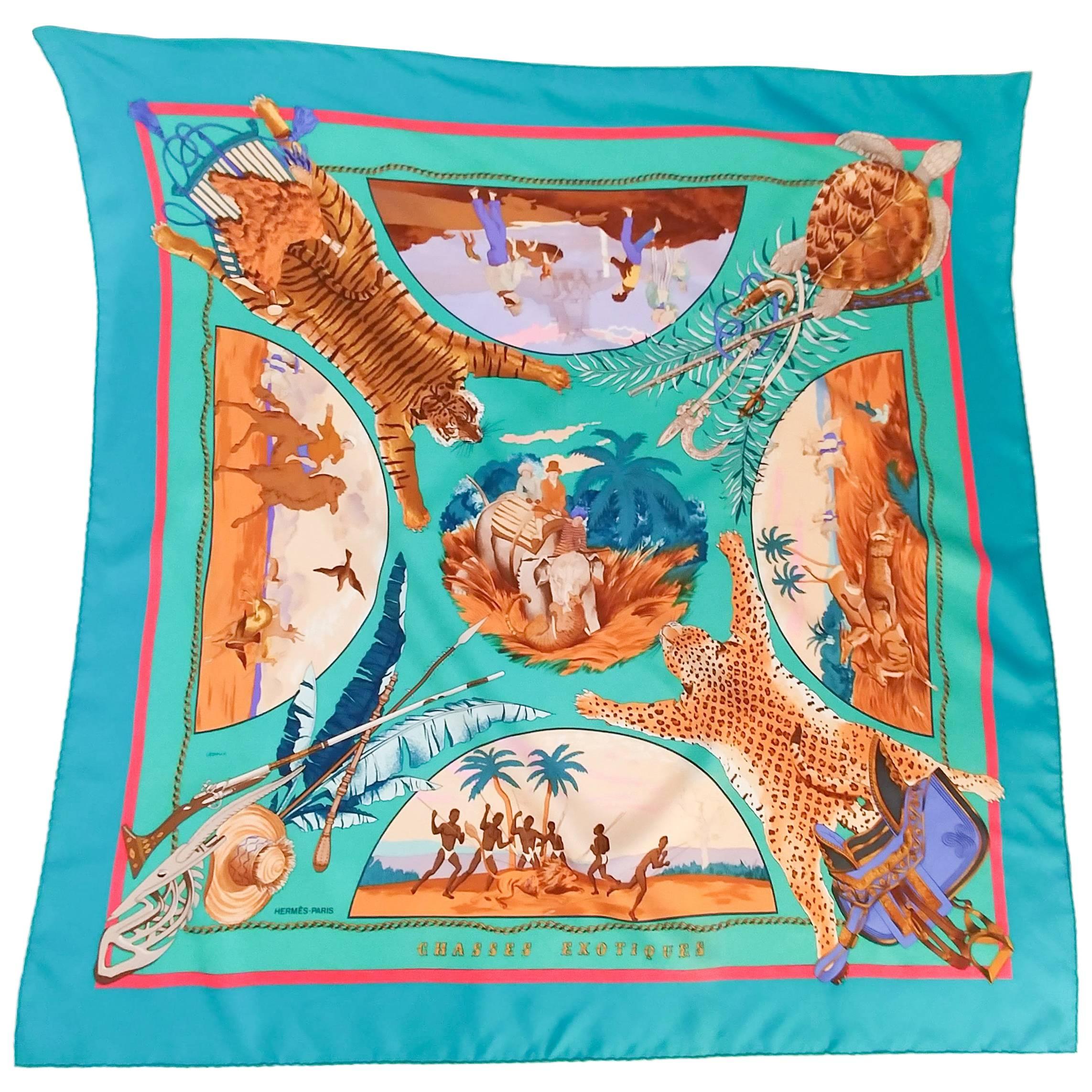 Hermes Colonial Romanticism Silk Print Scarf, 1980s