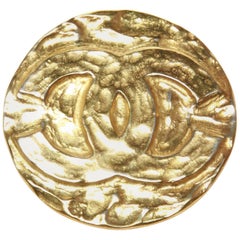 Chanel Hammered Disc CC Brooch