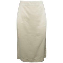 Ralph Lauren Collection Light Beige Silk Twill Pencil Skirt
