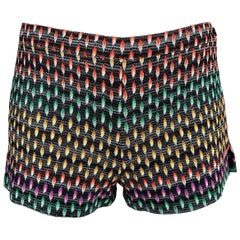 Missoni Black Rainbow Print Silk Knit Short Shorts