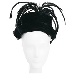 Black Feather Cocktail Hat, 1960s