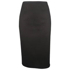 Ralph Lauren Collection Black Wool Midi Pencil Skirt