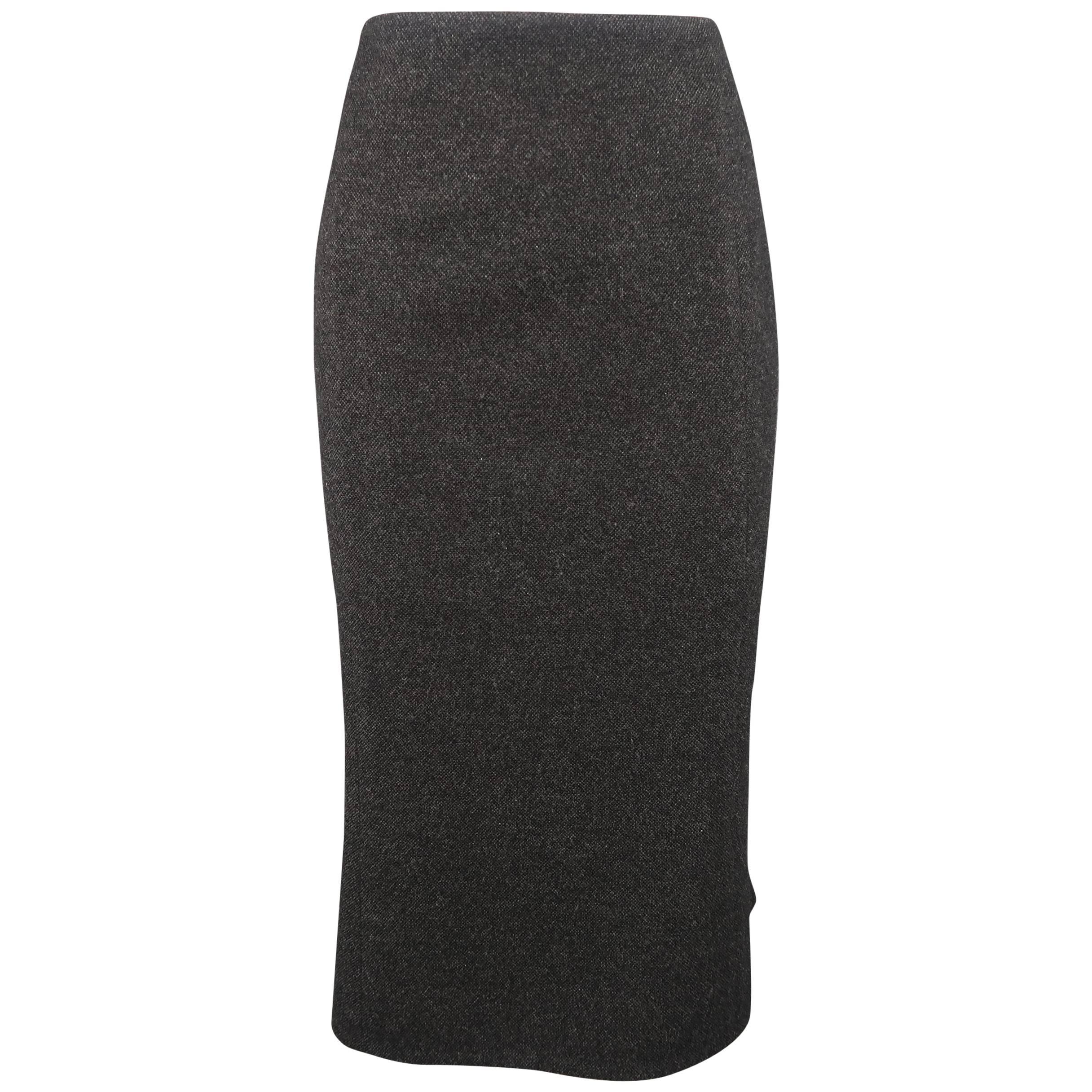 Ralph Lauren Collection Charcoal Wool and Cashmere Fishtail Pencil Skirt
