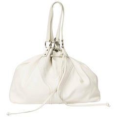 Yves Saint Laurent Y Tote bag in ivory/metallic silver calf leather