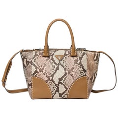 Prada Tote in Beige/Ivory/Brown python leather
