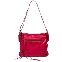 Balenciaga Men's Day Messenger in Dark Red calf leather