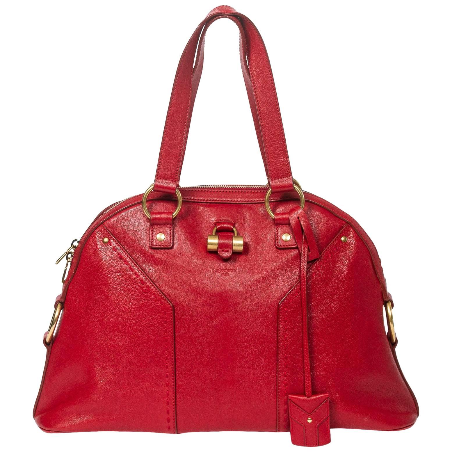 Yves Saint Laurent Muse 1 in Red calf leather For Sale