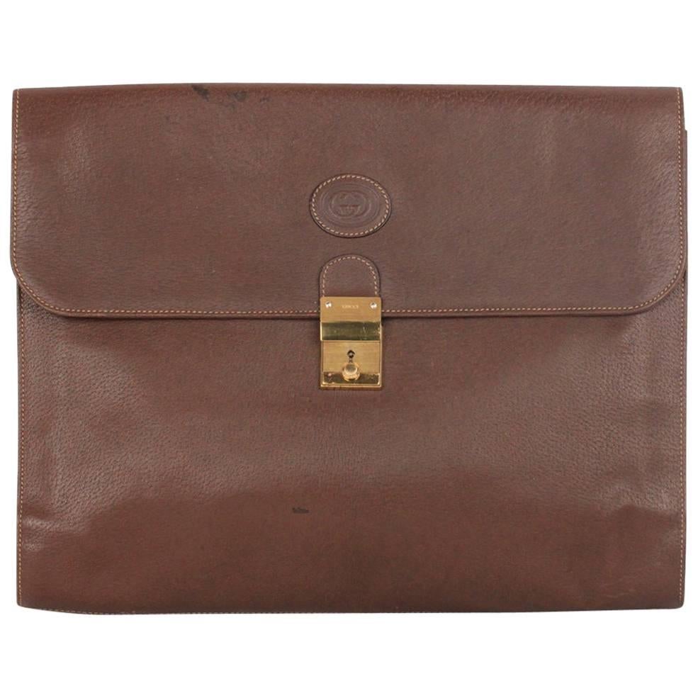 GUCCI Vintage Brown Leather PORTFOLIO Document Holder