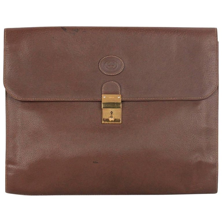 GUCCI Vintage Brown Leather PORTFOLIO Document Holder For Sale at 1stDibs gucci document