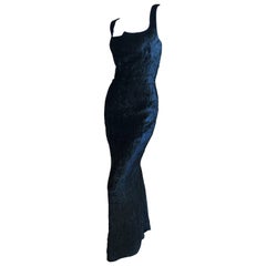 Gianni Versace Couture Vintage 1989 Textured Black Velvet  Evening Dress