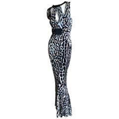 Roberto Cavalli Long Leopard Dress with Cut Outs for Just Cavalli