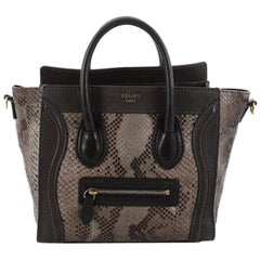 Celine Luggage Handbag Python and Leather Nano