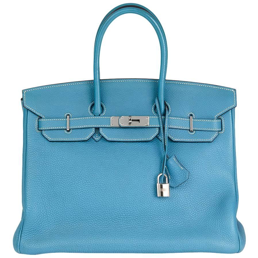 2006 Hermes Blue Jean Togo Leather 35cm Birkin Bag 