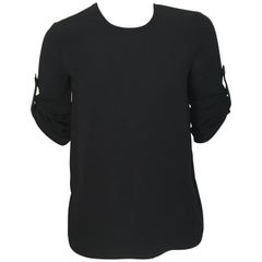Versace Black Wool Long Sleeve Blouse Size 4.
