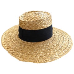 Eric Javits Wide Brim Straw Boater Hat 
