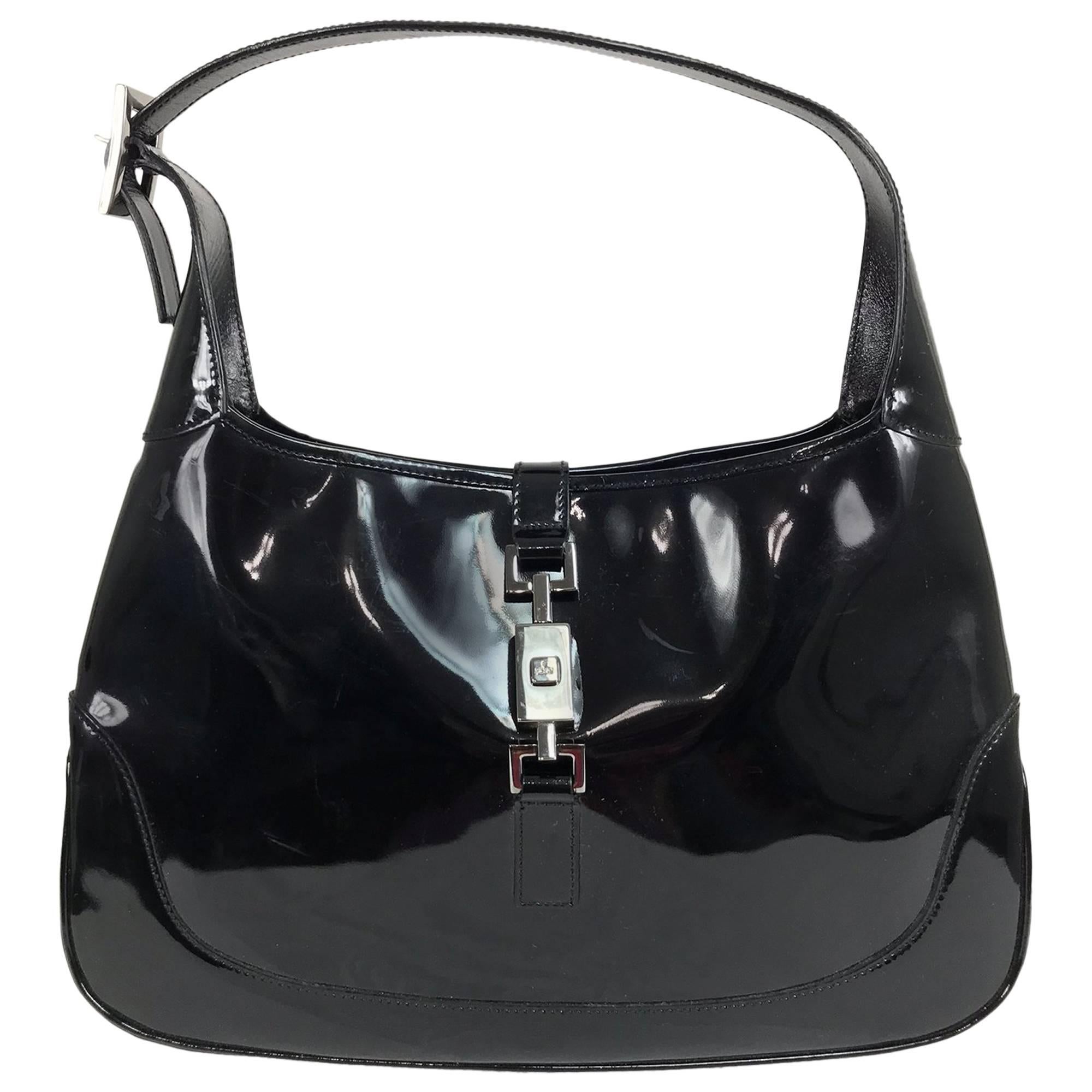 Gucci Jackie O black patent leather handbag