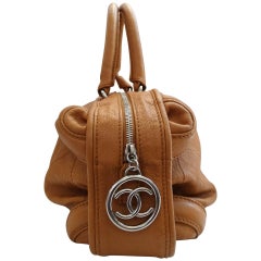 2000s Chanel Tan Quilted Leather Top Handle Bag