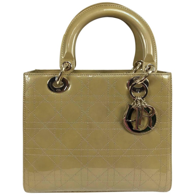 Christian Dior Lady Dior metallic golden handbag with gold hardware