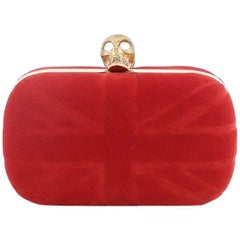 Alexander McQueen Britannia Skull Box Clutch Velvet Small