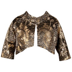 Stunning 1960s Helga Vintage Metallic Gold Silk Brocade Cropped Bolero Jacket