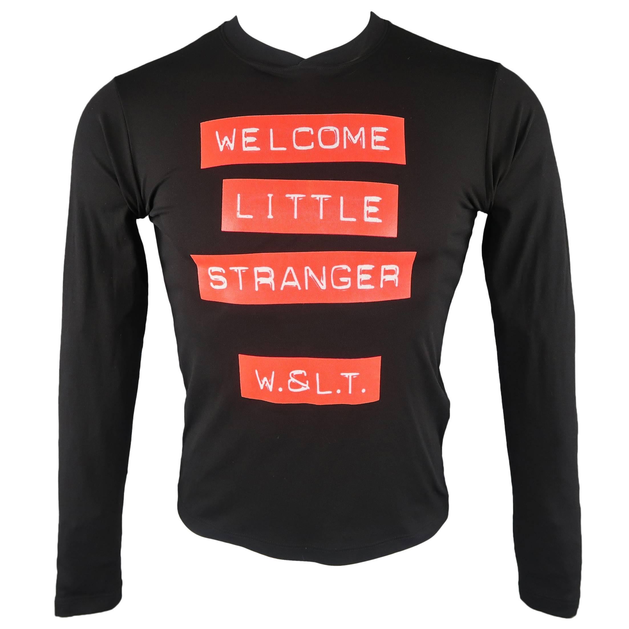 WALTER VAN BEIRENDONCK S Black & Red WELCOME LITTLE STRANGER Nylon Pullover Tee