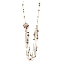 Chanel 2011 Multi Strand Pearl and Poured Glass Necklace