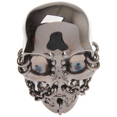 Alexander McQueen Pierced Gunmetal Skull Cocktail Ring