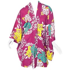 1920s Hand Sewn Silk Damask Antique 20s Maroon Pink Haori Kimono Jacket
