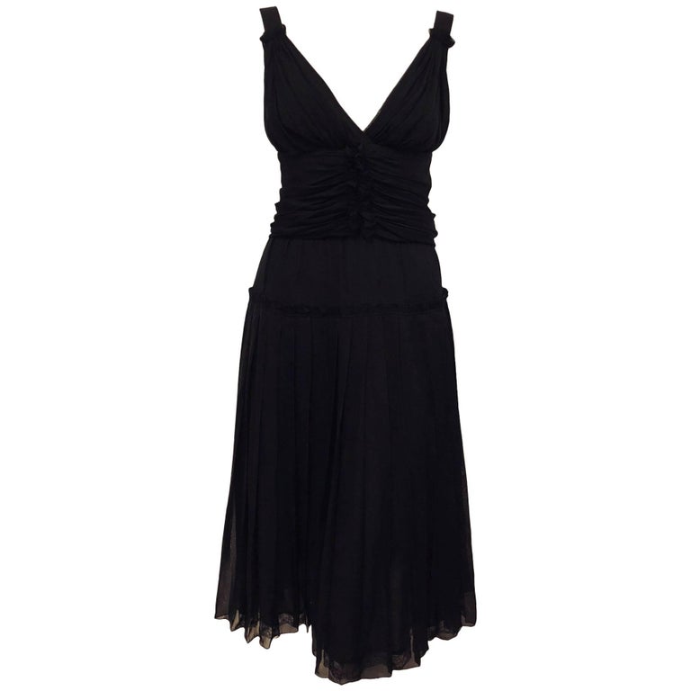 D and G Black Silk W/ Black and White Grosgrain Straps Draped and ...