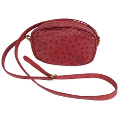Gucci red ostrich cross body bag 1980s
