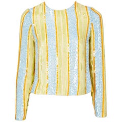 Vintage Bill Blass Striped Sequined Top