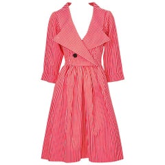 Retro Yves Saint Laurent Rive Gauche Double Breasted Striped Day Dress