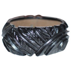 Miriam Haskell Black Carved Resin Bangle