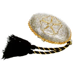 Italian Crystal Encrusted Oval Tassel Minaudière circa 1980s