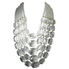 Huge Opaque And Clear Lucite Bib Necklace