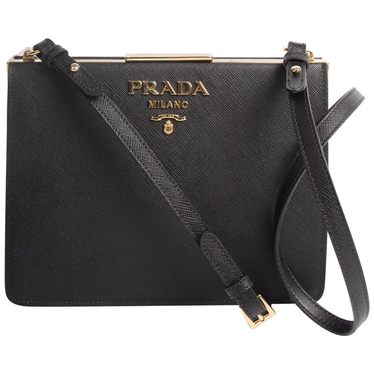 Prada Light Frame Saffiano Leather Shoulder Bag black 2018 at 1stDibs