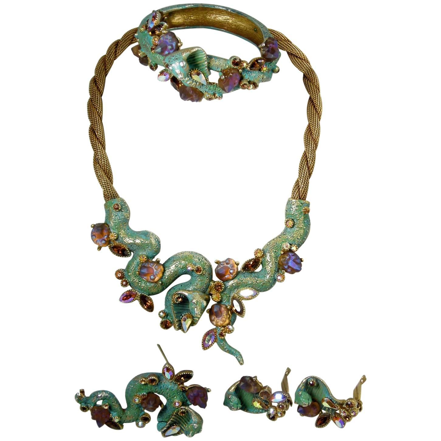 Vintage Har Complete Cobra Parure – Necklace, Earrings, Bracelet And Brooch For Sale