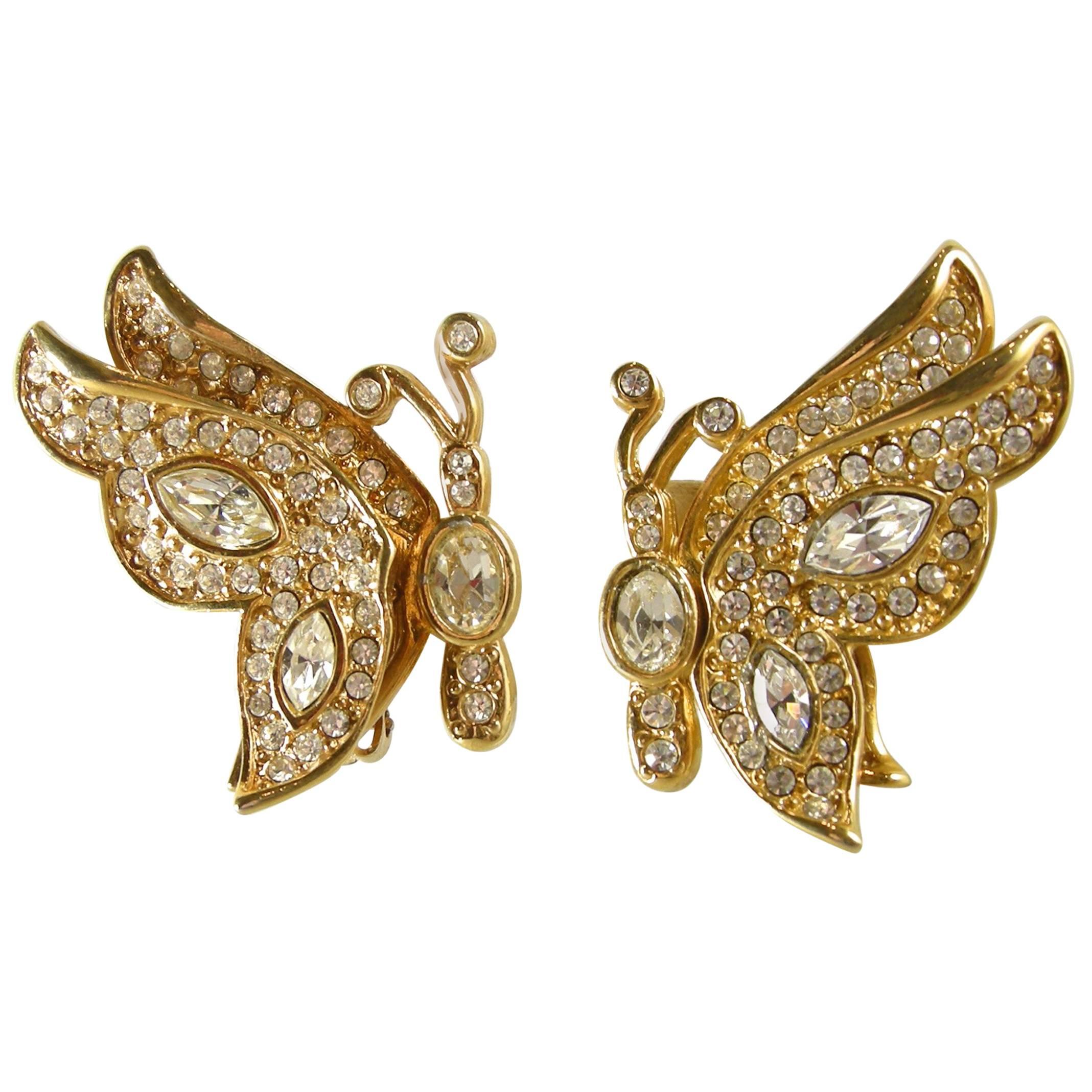 Kenneth Jay Lane Rhinestone Butterfly Earrings