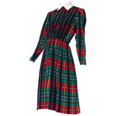 Vintage Albert Nipon Gucci Style Plaid Silk Dress
